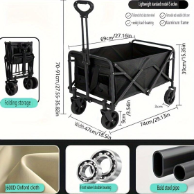 Heavy-duty Folding Multi-functional Camping Trolley - Multi-functional Camping And Beach Trolley - Durable Folding Design, Suitable For Outdoor A
