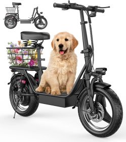 ASKGO Electric Scooter, 500W Motor, 14' Tires, 22Mph 30Miles Long Range, 48V 10.4AH Foldable Commuting Electric Scooter With Seat, E Scooter For Adult