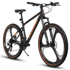 A27301M Ecarpat Mountain Bike 27.5 Inch Wheels, 21 Speed Road Bicycle With Dual Disc Brakes For Men And Women,High Carbon Steel Frame Front Fork (Option: BLACK ORANGE)
